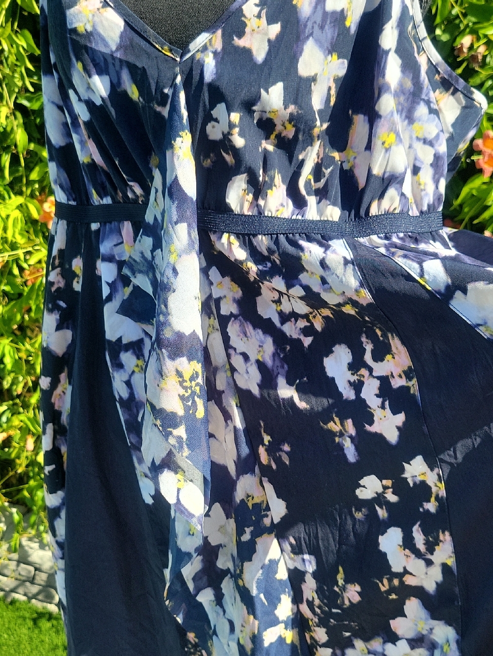 Boho Flowy Blue Floral Whimsical Romantic Summer Dress XL - Picture 12 of 12